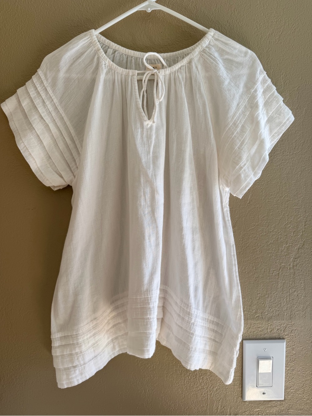 O’Neill White Peasant Tie-Neck Cotton Top